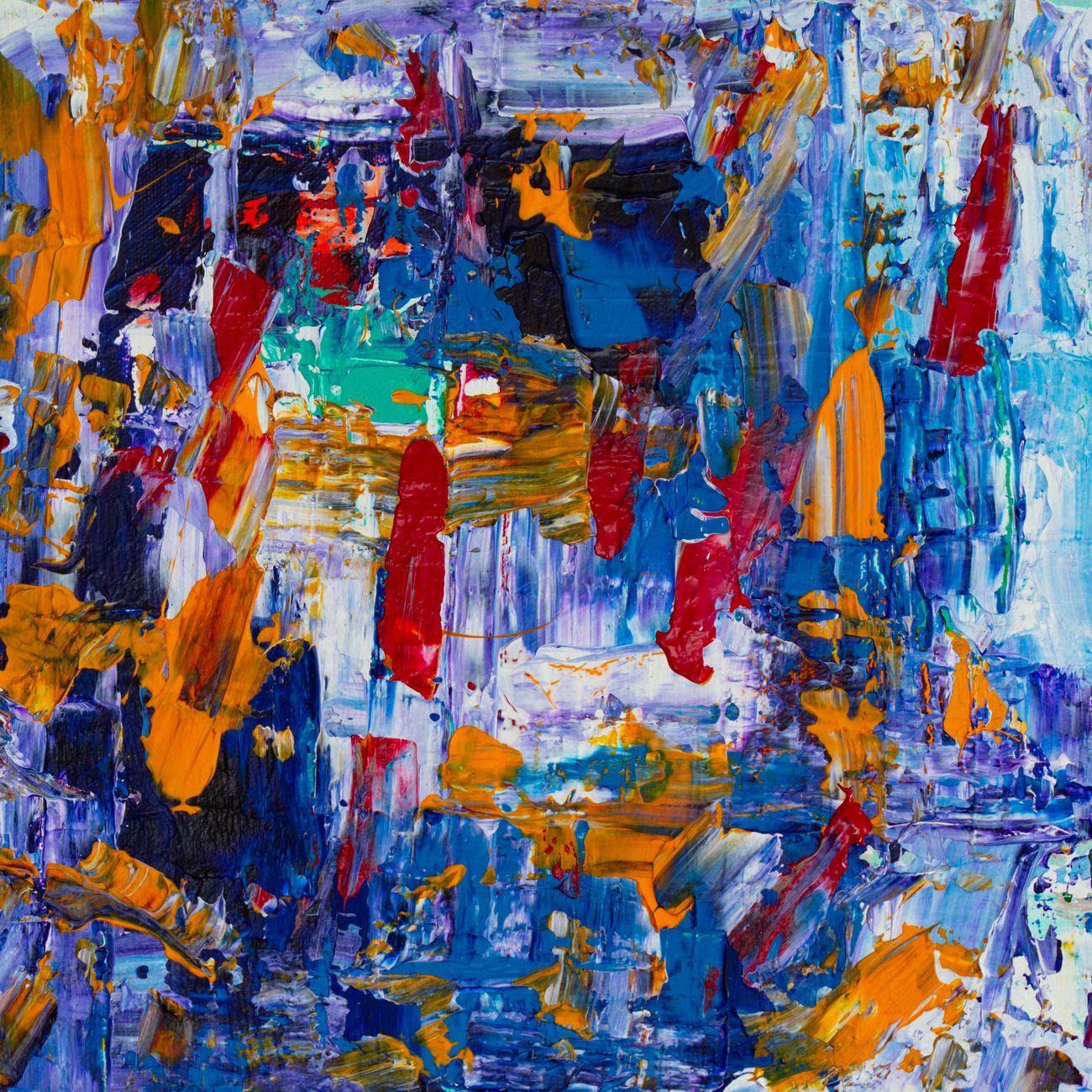 blue yellow and red abstract painting